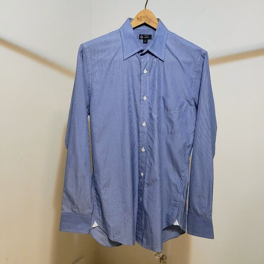 J. Crew Blue and White Pinstripe Button Down Shirt Men's S